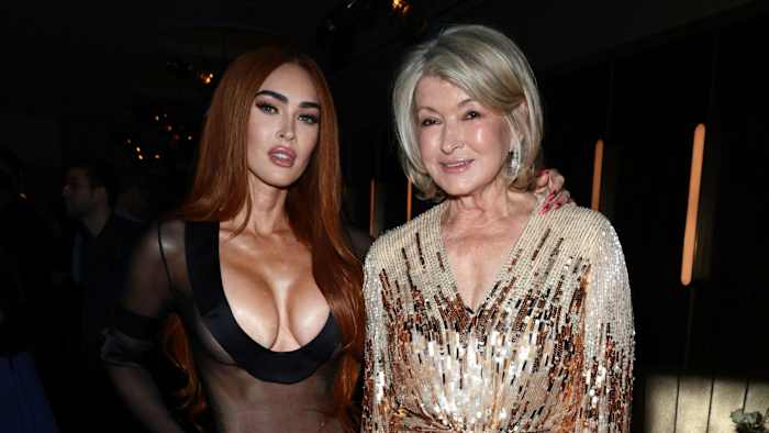 Magazine cover stars Megan Fox and Martha Stewart.